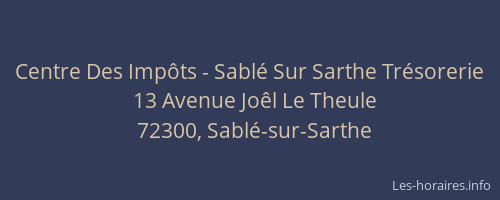 Centre Des Impôts - Sablé Sur Sarthe Trésorerie