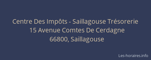 Centre Des Imp&ocirc;ts - Saillagouse Tr&eacute;sorerie