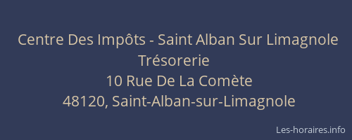 Centre Des Imp&ocirc;ts - Saint Alban Sur Limagnole Tr&eacute;sorerie