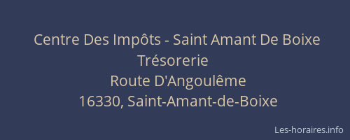 Centre Des Imp&ocirc;ts - Saint Amant De Boixe Tr&eacute;sorerie