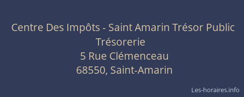 Centre Des Imp&ocirc;ts - Saint Amarin Tr&eacute;sor Public Tr&eacute;sorerie