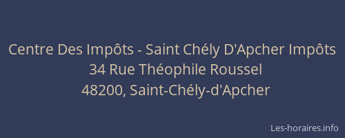 Centre Des Imp&ocirc;ts - Saint Ch&eacute;ly D'Apcher Imp&ocirc;ts