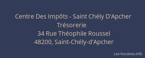 Centre Des Impôts - Saint Chély D'Apcher Trésorerie