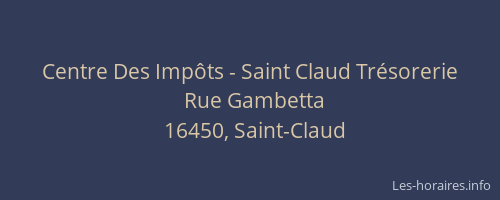Centre Des Impôts - Saint Claud Trésorerie