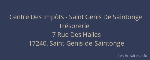 Centre Des Impôts - Saint Genis De Saintonge Trésorerie