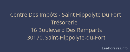 Centre Des Impôts - Saint Hippolyte Du Fort Trésorerie