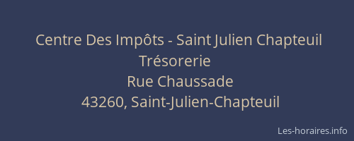Centre Des Imp&ocirc;ts - Saint Julien Chapteuil Tr&eacute;sorerie