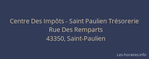 Centre Des Imp&ocirc;ts - Saint Paulien Tr&eacute;sorerie