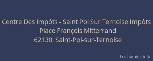 Centre Des Imp&ocirc;ts - Saint Pol Sur Ternoise Imp&ocirc;ts