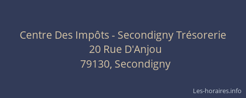 Centre Des Imp&ocirc;ts - Secondigny Tr&eacute;sorerie