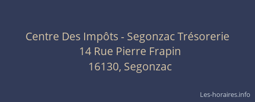 Centre Des Imp&ocirc;ts - Segonzac Tr&eacute;sorerie