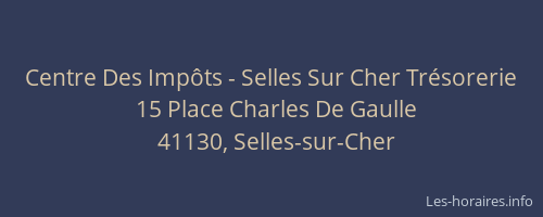Centre Des Imp&ocirc;ts - Selles Sur Cher Tr&eacute;sorerie