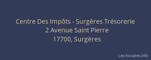 Centre Des Imp&ocirc;ts - Surg&egrave;res Tr&eacute;sorerie