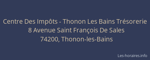 Centre Des Impôts - Thonon Les Bains Trésorerie