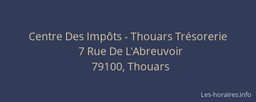 Centre Des Imp&ocirc;ts - Thouars Tr&eacute;sorerie