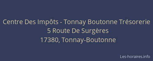 Centre Des Impôts - Tonnay Boutonne Trésorerie