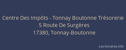 Centre Des Imp&ocirc;ts - Tonnay Boutonne Tr&eacute;sorerie