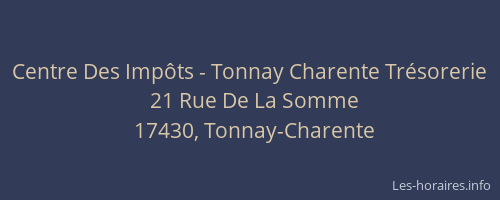 Centre Des Impôts - Tonnay Charente Trésorerie