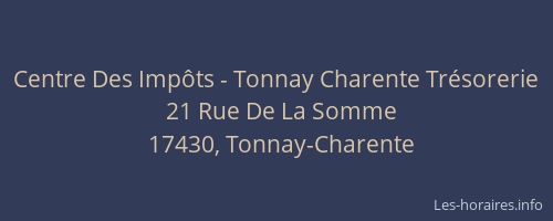 Centre Des Imp&ocirc;ts - Tonnay Charente Tr&eacute;sorerie