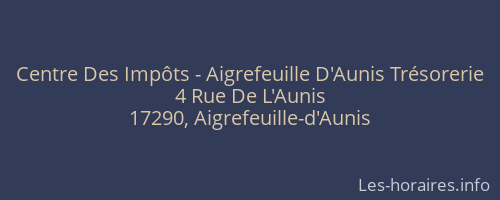 Centre Des Impôts - Aigrefeuille D'Aunis Trésorerie