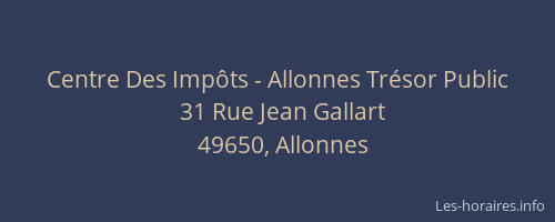 Centre Des Impôts - Allonnes Trésor Public