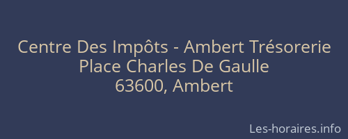 Centre Des Impôts - Ambert Trésorerie
