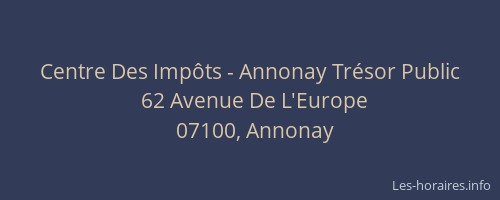 Centre Des Impôts - Annonay Trésor Public