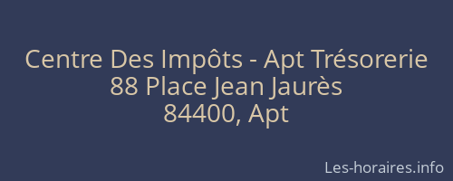 Centre Des Impôts - Apt Trésorerie