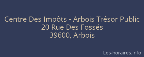 Centre Des Impôts - Arbois Trésor Public