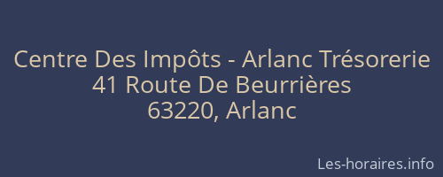Centre Des Impôts - Arlanc Trésorerie