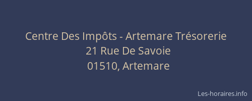 Centre Des Impôts - Artemare Trésorerie