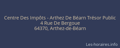 Centre Des Impôts - Arthez De Béarn Trésor Public