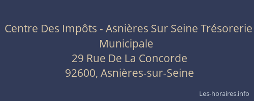 Centre Des Impôts - Asnières Sur Seine Trésorerie Municipale