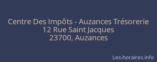 Centre Des Impôts - Auzances Trésorerie