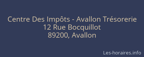 Centre Des Impôts - Avallon Trésorerie