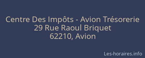 Centre Des Impôts - Avion Trésorerie