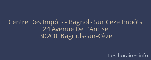 Centre Des Impôts - Bagnols Sur Cèze Impôts