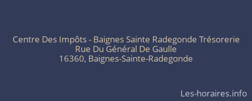Centre Des Impôts - Baignes Sainte Radegonde Trésorerie