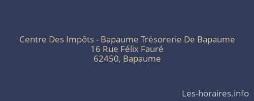 Centre Des Impôts - Bapaume Trésorerie De Bapaume