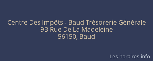 Centre Des Impôts - Baud Trésorerie Générale