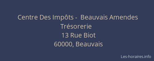 Centre Des Impôts -  Beauvais Amendes Trésorerie
