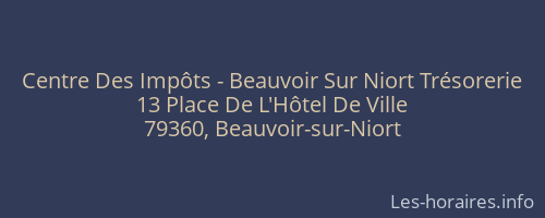 Centre Des Impôts - Beauvoir Sur Niort Trésorerie