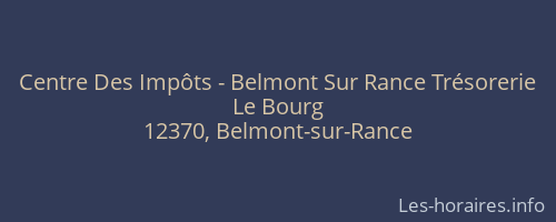 Centre Des Impôts - Belmont Sur Rance Trésorerie