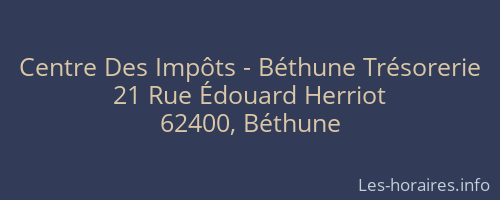 Centre Des Impôts - Béthune Trésorerie