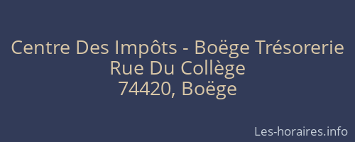 Centre Des Impôts - Boëge Trésorerie