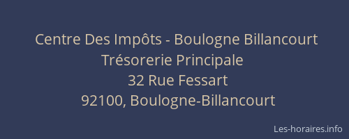 Centre Des Impôts - Boulogne Billancourt Trésorerie Principale