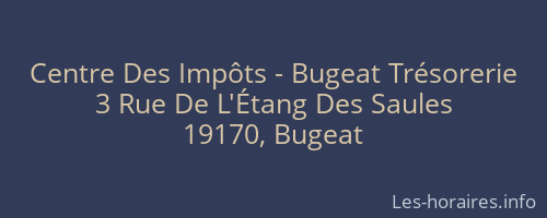Centre Des Impôts - Bugeat Trésorerie