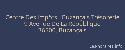 Centre Des Impôts - Buzançais Trésorerie