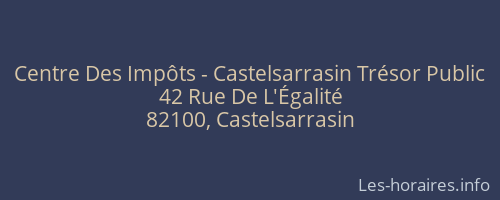 Centre Des Impôts - Castelsarrasin Trésor Public