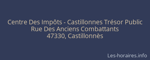 Centre Des Impôts - Castillonnes Trésor Public